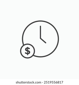 Time is moneyline in Thin line black color. flat simple vector symbols illustration.