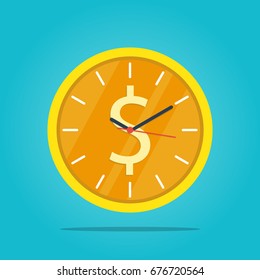 time is money,time management business clock gold coin vector