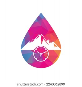 Time Mountain drop shape concept Logo Icon Design. Adventure time logo template illustration.