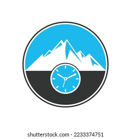 Time Mountain Logo Icon Design. Adventure time logo template illustration.