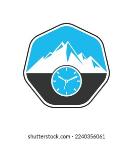 Time Mountain Logo Icon Design. Adventure time logo template illustration.