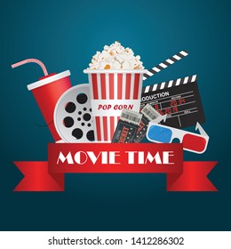 Time For Movie Poster Vector Illustration. Movie Invitation