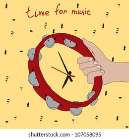 Time for Music! Doodle tambourine clock dial