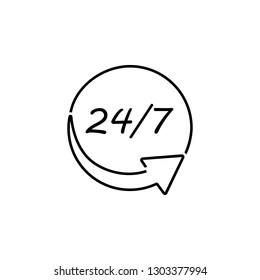 Time, navigation, 24/7 icon. Element of Web Navigation icon for mobile concept and web apps. Detailed Time, navigation, 24/7 icon can be used for web and mobile