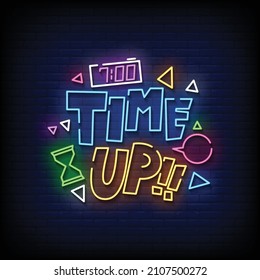 Vector de texto con el estilo de las señales neón de tiempo de subida