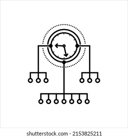 Time Network Icon, Time Protocol Vector Art Illustration