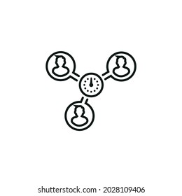 Time network icon, vector time network icon, time network, time network line icon, vector illustration