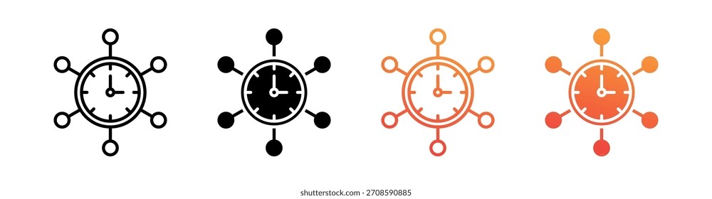 Vector de conjunto de iconos de estilo múltiple de red de tiempo