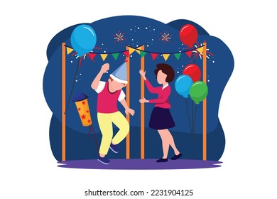Time to New Year Flat Design