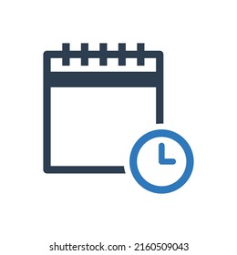 time notes icon - clock with Notebook icon