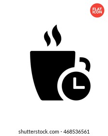 Time on Cup Icon Flat Style Isolated Vector Illustration