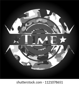 Time on grey camo pattern