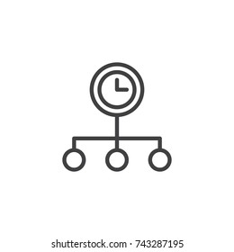 Time optimization line icon, outline vector sign, linear style pictogram isolated on white. Time management symbol, logo illustration. Editable stroke