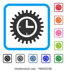 Time Options icon. Flat gray pictogram symbol in a light blue rounded square. Black, gray, green, blue, red, orange color variants of Time Options vector. Designed for web and software UI.