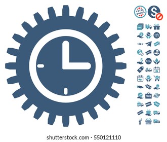 Time Options icon with free bonus images. Vector illustration style is flat iconic symbols, cyan and blue colors, white background.