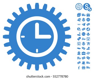 Time Options icon with free bonus design elements. Vector illustration style is flat iconic symbols, cobalt color, white background.