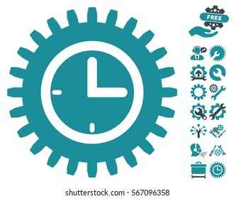 Time Options pictograph with bonus tools pictograms. Vector illustration style is flat iconic soft blue symbols on white background.