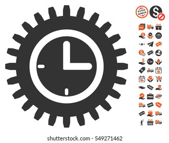 Time Options pictograph with free bonus pictograms. Vector illustration style is flat iconic symbols, orange and gray colors, white background.