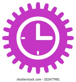 Time Options vector icon. Style is flat symbol, violet color, rounded angles, white background.
