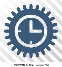 Time Options vector pictogram. Illustration style is flat iconic blue symbol on a hatched transparent background.