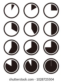 time (or rate) progression / time range icon set. simple design.