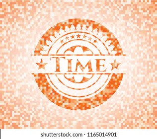 Time orange mosaic emblem