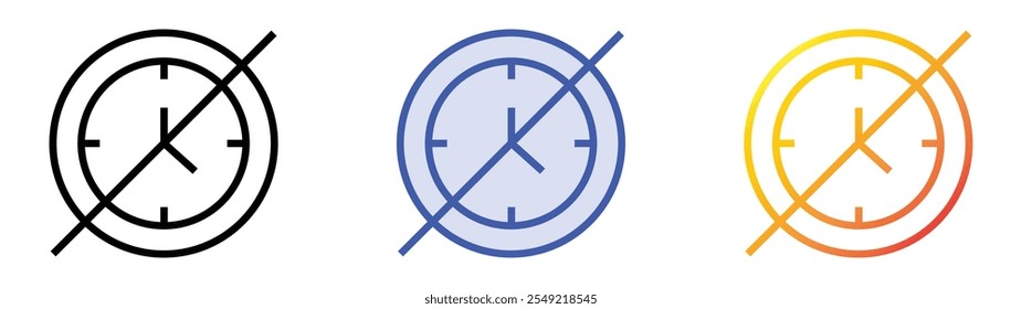 ícone de tempo limite. Design de estilo linear, preenchimento azul e gradiente isolado em plano de fundo branco