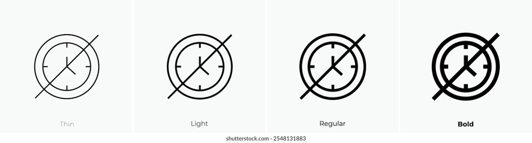 icono de tiempo de espera. Diseño de estilo delgado, ligero, regular y audaz aislado sobre fondo blanco