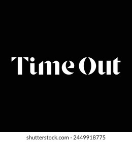 time out text on black background.