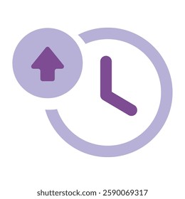 Up time outline icon with color