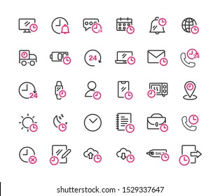 Time outline icon set. Vector and Illustration.