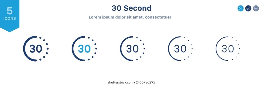 Time Passage-Symbol, Timer-Symbol, Deadline-Watch-Zeichen-Button, 30 Minuten oder Sekunden-Symbol - Clock Stopwatch-Symbole