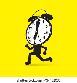 time is passing, a clock character running