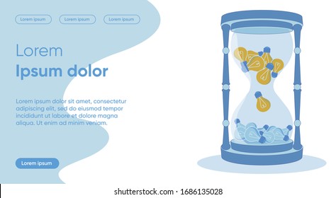 Time Passing Flat Landing Page Vector Template. Innovative Progress, Relevant and Outdated Projects Homepage Layout