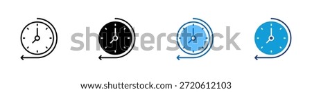 Time Past Multiple Style Icon Design Vector - clock with a backward arrow, symbolizing the past, history, reflection, memory, and previously recorded events