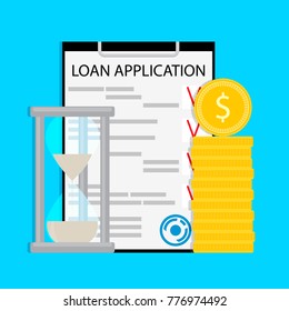 Time to pay loan concept. Payment money and financial management, banking deadline. Vector illustration