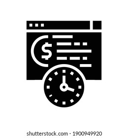 time for pay loan glyph icon vector. time for pay loan sign. isolated contour symbol black illustration