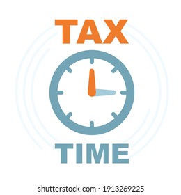 Time To Pay Tax - Icon Of Accounting Reminder With Clock, Taxes Payment Logo