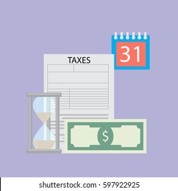 Time to pay tax vector flat concept. Financial accounting, budget saving illustration