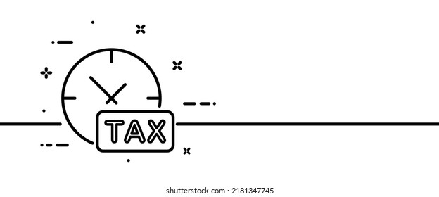 Time to pay taxes line icon. Clock, tax sign, protection, fee, taxpayer, watch, financial management, spendings, income, savings. Business concept. One line style. Vector line icon for Business.