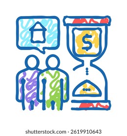 time of payment of mortgage doodle icon sketch vector. time of payment of mortgage sign. isolated symbol illustration