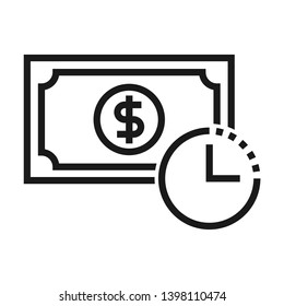 Time payment. Simple line icon. Isolate on white background.
