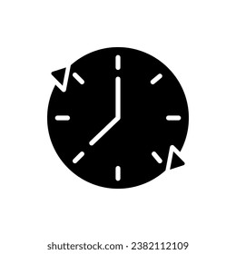 Time period black glyph icon. Validity and expiration. Estimating duration. Evaluating task length. Project timeline. Silhouette symbol on white space. Solid pictogram. Vector isolated illustration