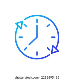 Time period pixel perfect gradient linear vector icon. Validity and expiration. Estimating duration. Task length. Thin line color symbol. Modern style pictogram. Vector isolated outline drawing