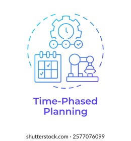 Time phased planning blue gradient concept icon. Manufacturing timelines. SAP consumption based regulation. Round shape line illustration. Abstract idea. Graphic design. Easy to use in article