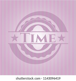 Time pink emblem. Retro