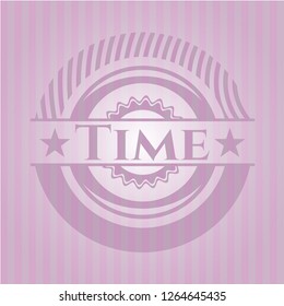 Time pink emblem. Retro