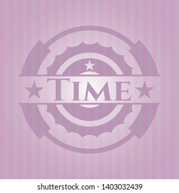 Time pink emblem. Vector Illustration. Detailed.