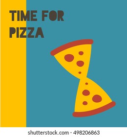 time for pizza. sand timer pizza. pizza icon. vector illustration. eps10