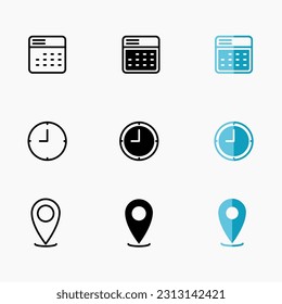 Time, place and date icon symbol, vector icon design for business